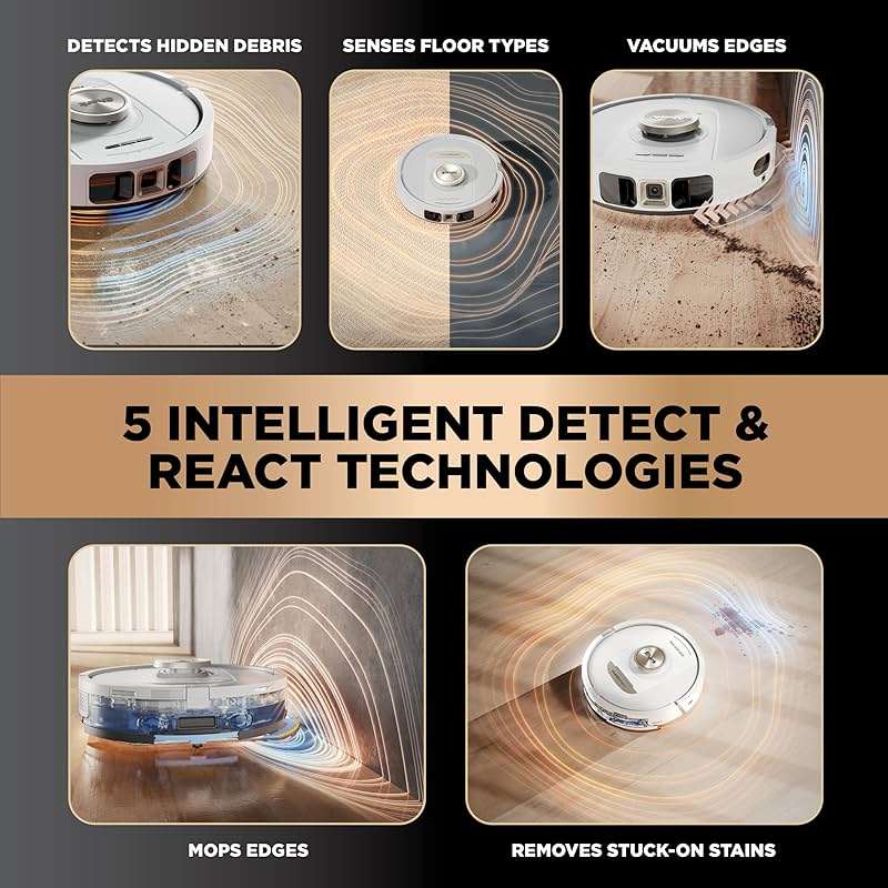 Shark PowerDetect | 2-in-1 Robot Vacuum & Mop for Carpets & Hard Floors | Powerful Suction & Mopping for Pet Hair | Self-Empty & Self-Clean NeverTouch Pro Base | 60-Day Capacity | White | AV2800ZE - Image 4
