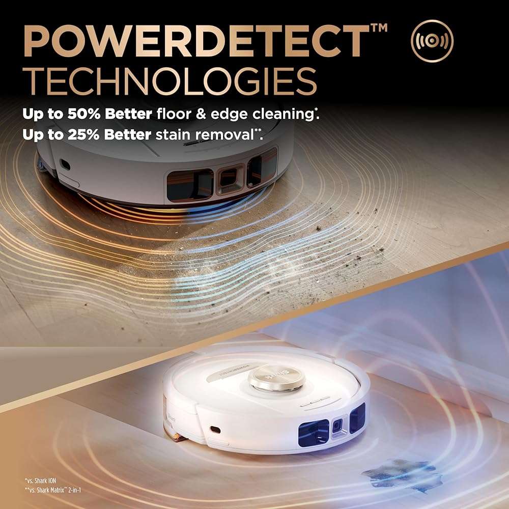 Shark PowerDetect | 2-in-1 Robot Vacuum & Mop for Carpets & Hard Floors | Powerful Suction & Mopping for Pet Hair | Self-Empty & Self-Clean NeverTouch Pro Base | 60-Day Capacity | White | AV2800ZE - Image 5