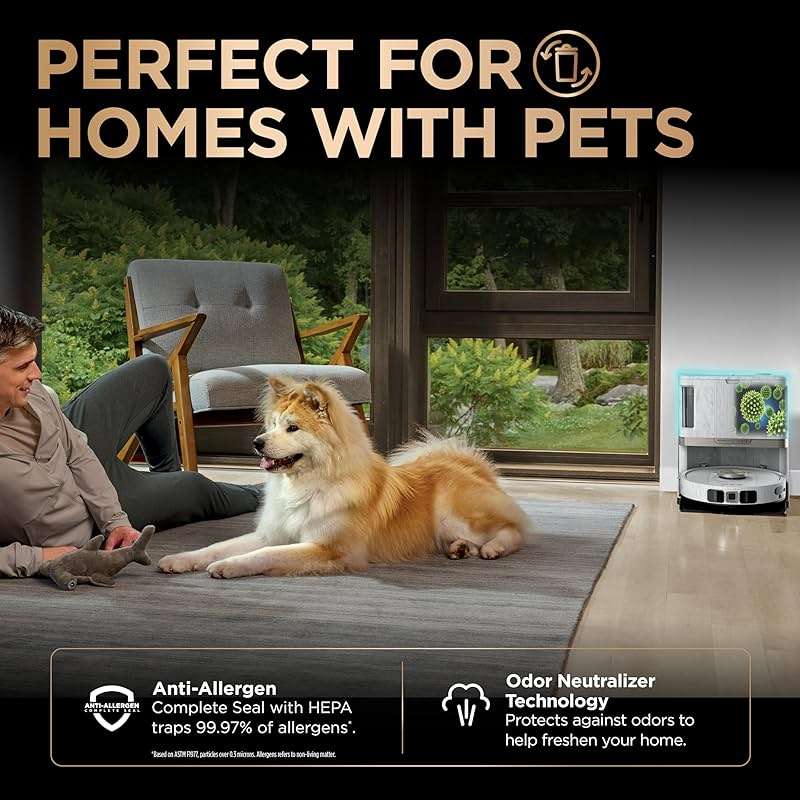 Shark PowerDetect | 2-in-1 Robot Vacuum & Mop for Carpets & Hard Floors | Powerful Suction & Mopping for Pet Hair | Self-Empty & Self-Clean NeverTouch Pro Base | 60-Day Capacity | White | AV2800ZE - Image 7