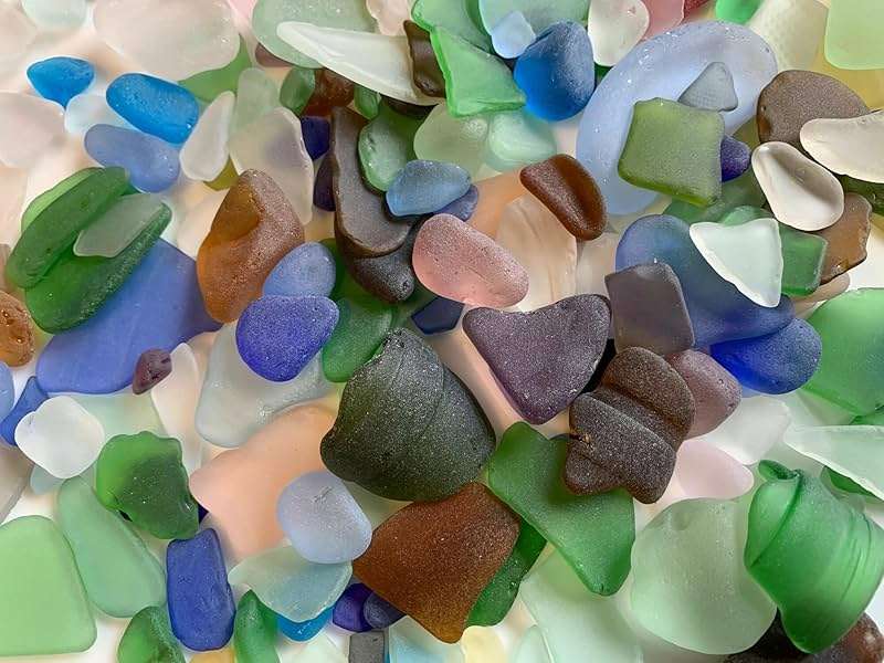 Sea Glass, Jewelry Sea Glass, Ocean Glass, 40 Pieces Mixed Sizes, Tumbled Beach Sea Glass, Seaglass, Craft Glass, Frosty Art Glass, Blues, Red, Yellow, Pink, Purple, Green, White, Brown - Image 8