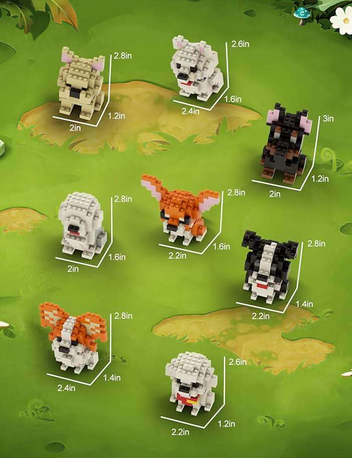 SEMKY Micro Mini Blocks Dog Series 8 in 1 Animal Model Set,(1002Pieces) -Building and Pet Toys Gifts for Kid - Image 2