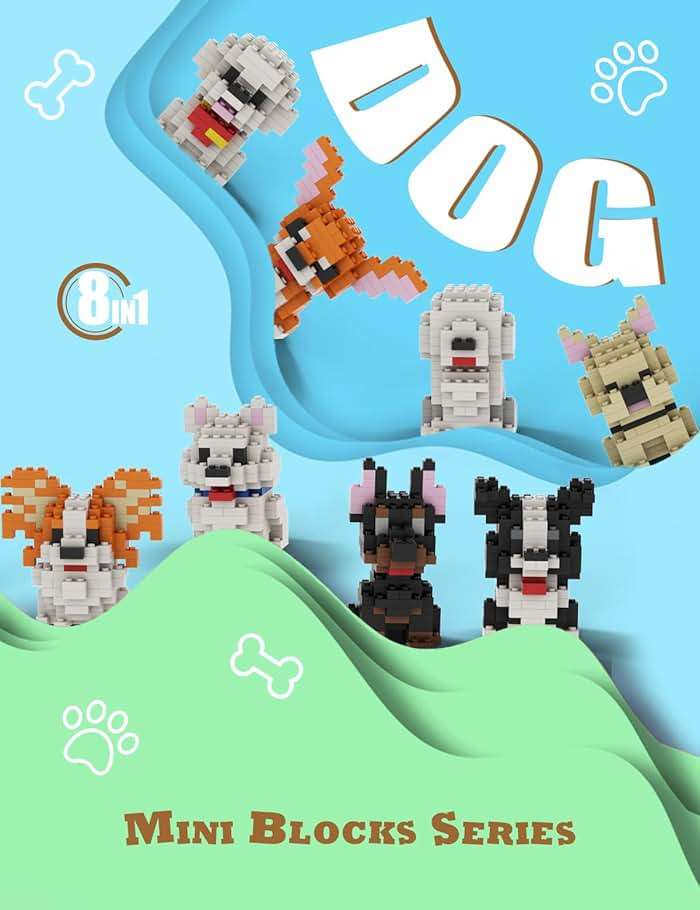 SEMKY Micro Mini Blocks Dog Series 8 in 1 Animal Model Set,(1002Pieces) -Building and Pet Toys Gifts for Kid - Image 3