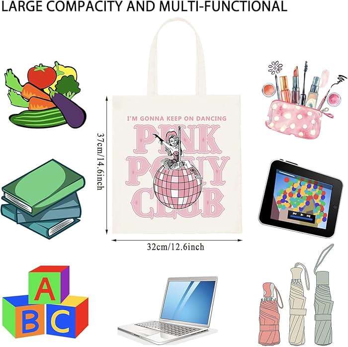 WCGXKO Singer Pink Tote Bag Pride Music Fan Gift Song Lyrics Concert Merch - Image 2