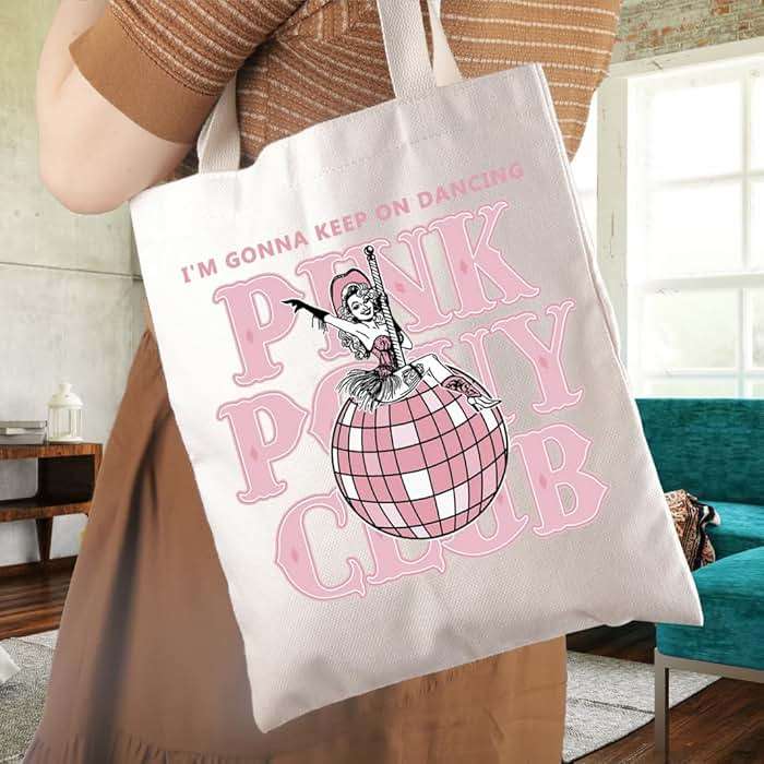 WCGXKO Singer Pink Tote Bag Pride Music Fan Gift Song Lyrics Concert Merch - Image 3