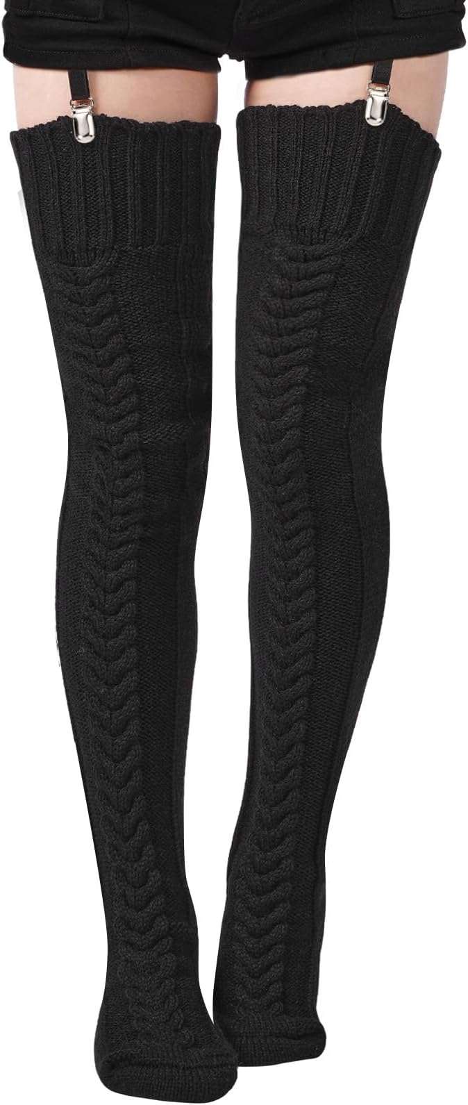 Moon Wood Women's Thigh High Socks Extra Long Winter Stockings Thick Cable Knitted Socks Over Knee Leg Warmers - Image 1