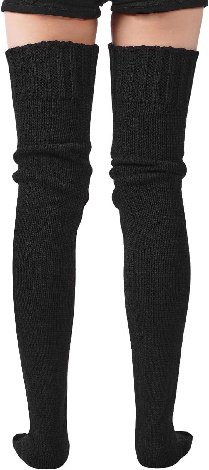 Moon Wood Women's Thigh High Socks Extra Long Winter Stockings Thick Cable Knitted Socks Over Knee Leg Warmers - Image 2