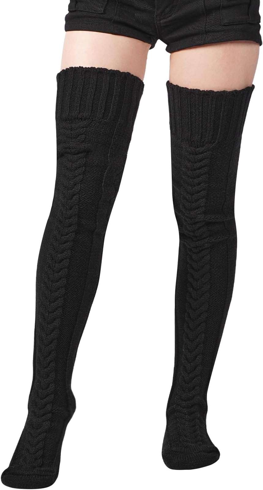 Moon Wood Women's Thigh High Socks Extra Long Winter Stockings Thick Cable Knitted Socks Over Knee Leg Warmers - Image 3