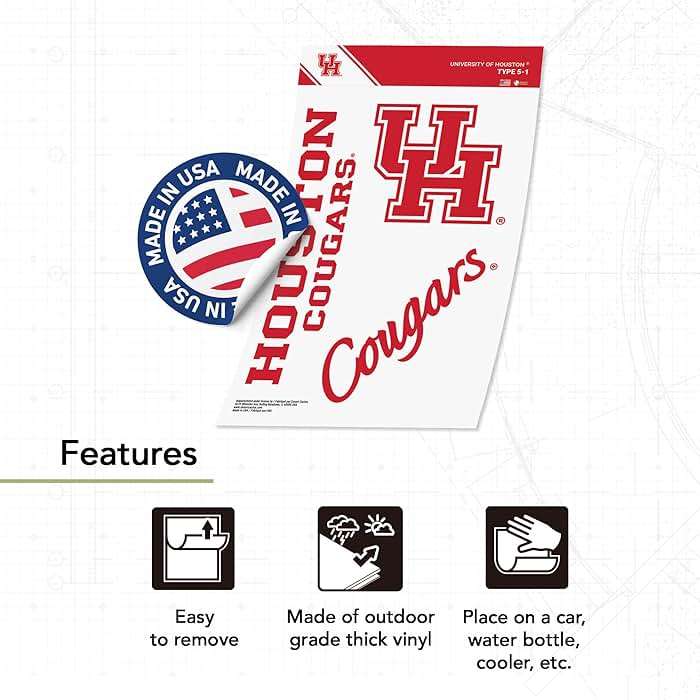Desert Cactus University of Houston Sticker Cougars UH Vinyl Decals Laptop Water Bottle Car Scrapbook T5 (Type 5-1) - Image 3