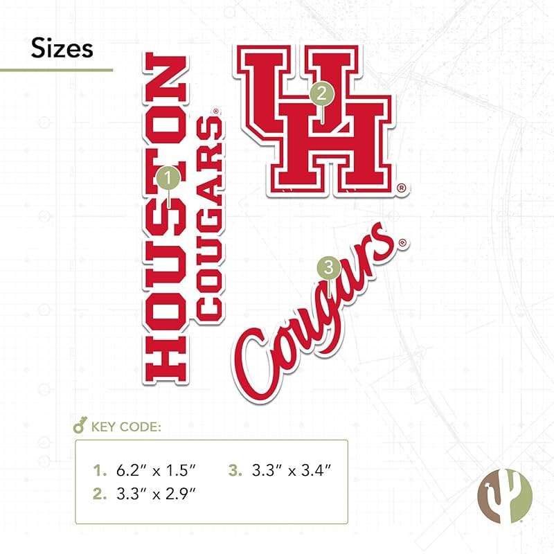 Desert Cactus University of Houston Sticker Cougars UH Vinyl Decals Laptop Water Bottle Car Scrapbook T5 (Type 5-1) - Image 4