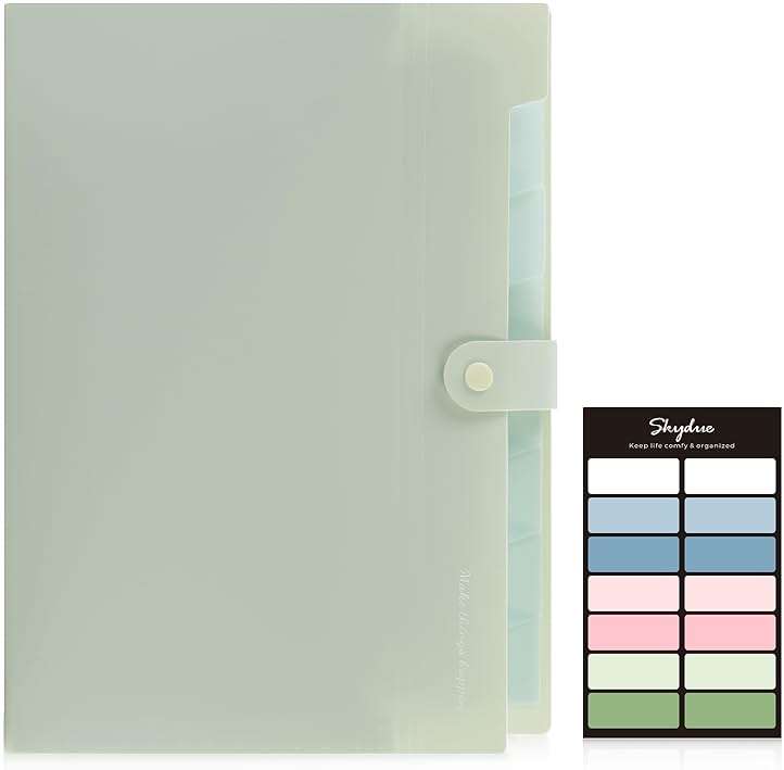 SKYDUE Expanding File Organizer with 8 Pockets, Accordion File Folders with Labels, Portable Document Paper Bill Receipt Organizer, Home College School Office Supplies, Letter Size,Light Green - Image 4