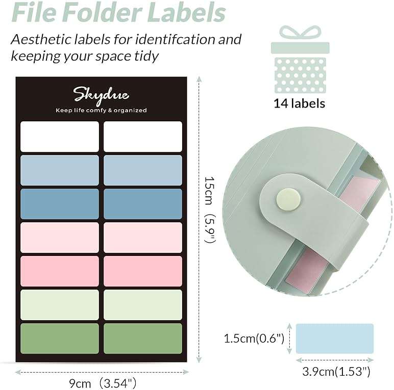 SKYDUE Expanding File Organizer with 8 Pockets, Accordion File Folders with Labels, Portable Document Paper Bill Receipt Organizer, Home College School Office Supplies, Letter Size,Light Green - Image 6