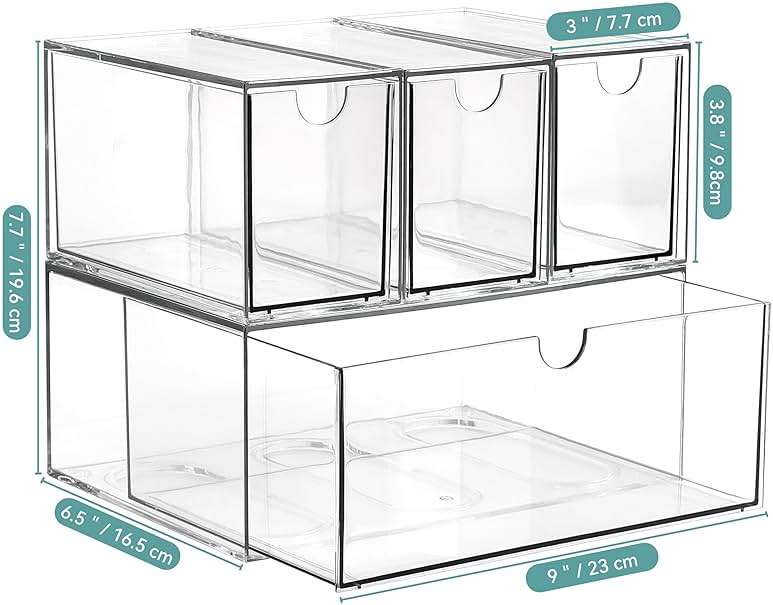 4 Tea and Coffee Organizer and Storage, Acrylic Tea Bag Holder Organizer, Plastic K Cup Drawer Container for Cabinet - Image 3