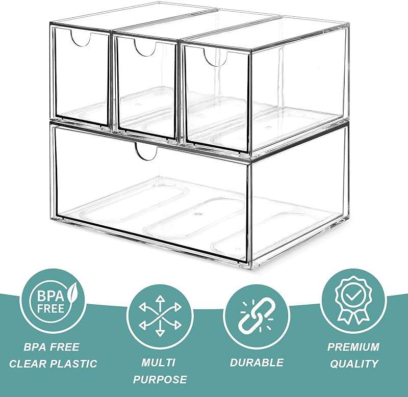 4 Tea and Coffee Organizer and Storage, Acrylic Tea Bag Holder Organizer, Plastic K Cup Drawer Container for Cabinet - Image 6
