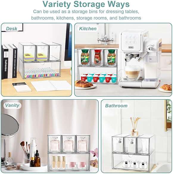 4 Tea and Coffee Organizer and Storage, Acrylic Tea Bag Holder Organizer, Plastic K Cup Drawer Container for Cabinet - Image 7