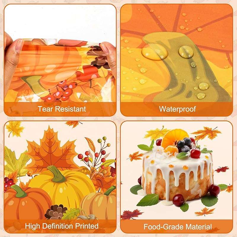 2 Pcs Thanksgiving Tablecloth Plastic - Disposable Fall Table Cloths, Autumn Rectangle Pumpkin Maple Leaf Table Cover for Happy Thanksgiving Day Tables Decorations Party Supplies Favors, 54x108 Inch - Image 5
