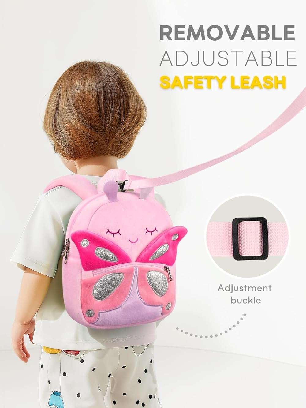 mibasies Toddler Backpacks for Girls 2-4: Plush Backpack -3D Animal Cartoon Mini Travel Bag -10 inch Toddler Backpack Leash - Image 3