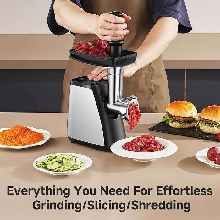 AAOBOSI Meat Grinder, 4-In-1 Meat Grinder Electric [2800W Max] with 3 Slice, Shred Blades,2 Blades,3 Plates,Sausage Stuffer,Kubbe Kit, for Home Kitchen Use, Stainless Steel - Image 2