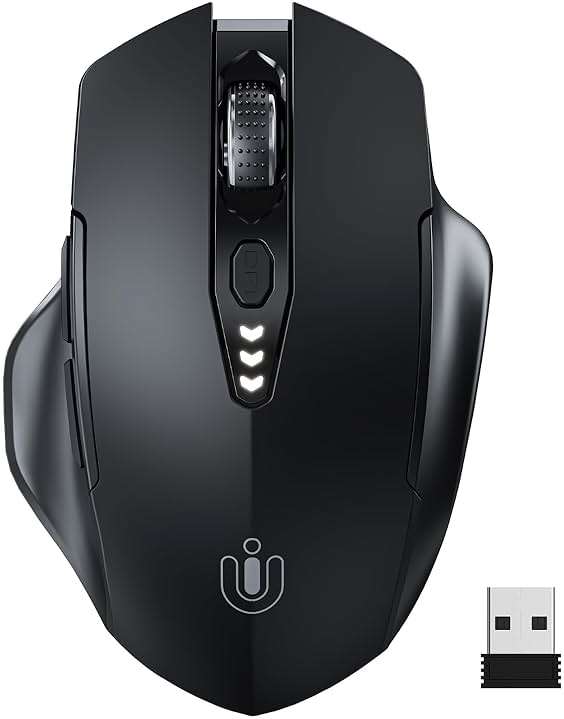 Uineer Wireless Mouse,Upgraded 2.4GHz Rechargeable (Battery Level Visible) Ergonomic Computer Mouse,4 Levels DPI, Wireless Mice for Laptop Computer(Matte Black) - Image 1