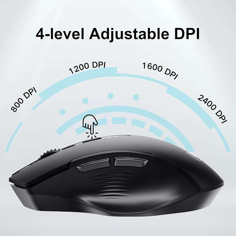 Uineer Wireless Mouse,Upgraded 2.4GHz Rechargeable (Battery Level Visible) Ergonomic Computer Mouse,4 Levels DPI, Wireless Mice for Laptop Computer(Matte Black) - Image 4