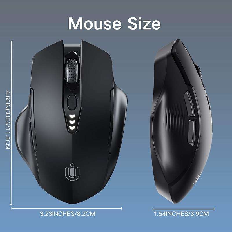 Uineer Wireless Mouse,Upgraded 2.4GHz Rechargeable (Battery Level Visible) Ergonomic Computer Mouse,4 Levels DPI, Wireless Mice for Laptop Computer(Matte Black) - Image 6