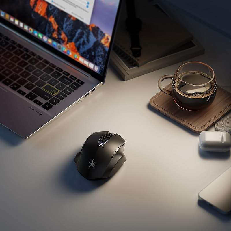 Uineer Wireless Mouse,Upgraded 2.4GHz Rechargeable (Battery Level Visible) Ergonomic Computer Mouse,4 Levels DPI, Wireless Mice for Laptop Computer(Matte Black) - Image 7