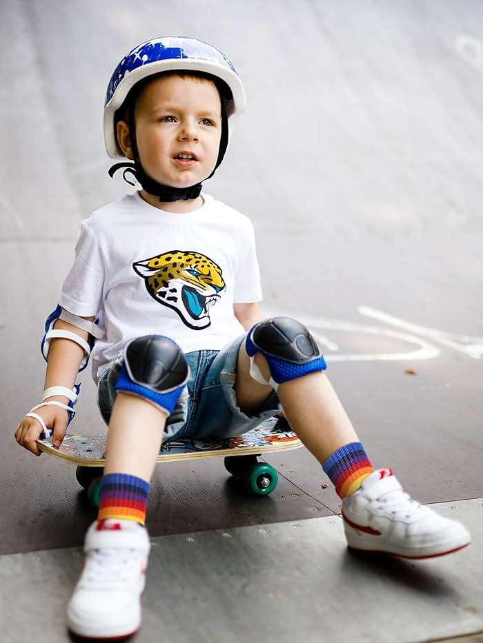 Fourluoo 6 Pairs Kids Boys Crew Socks Kids Cotton Rainbow Stripe Calf Breathable Athletic Socks for Girls and Boys - Image 6