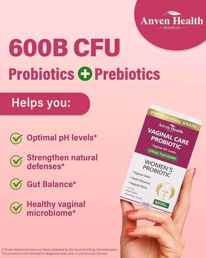Anven Health Vaginal Probiotics for Women - pH Balance & Healthy Odor Support with Lactobacillus, Prebiotics & Cranberry - 60 Billion CFU for Feminine Flora, Urinary Tract & Hormonal Balance - 90 Caps - Image 4