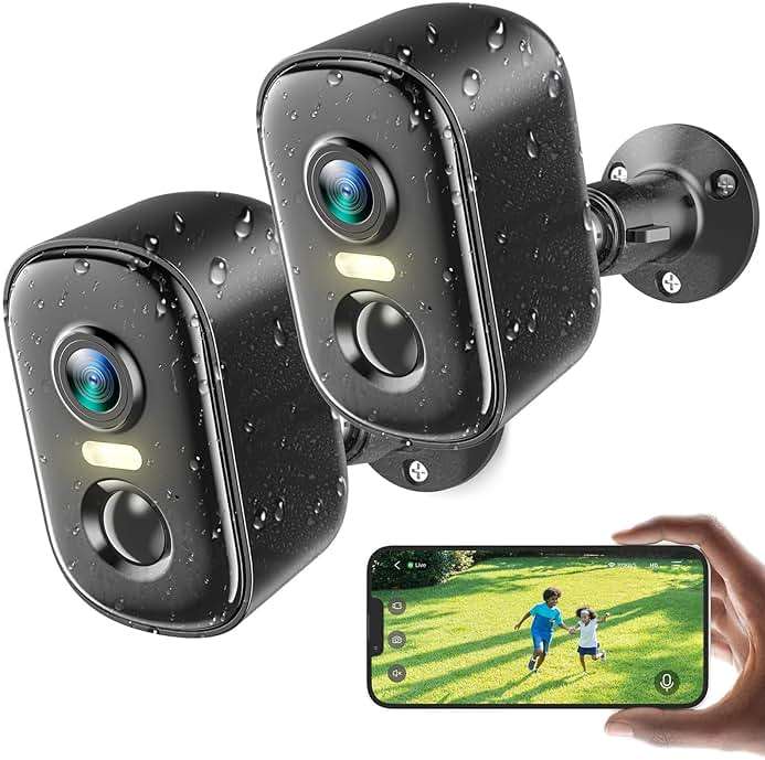 2K Security Cameras Wireless Outdoor, 2 Pack Battery Powered WiFi Cameras for Home Security with AI Motion Detection, Spotlight Color Night Vision, 2-Way Talk, Siren Alarm, IP65, Cloud/SD Storage - Image 1