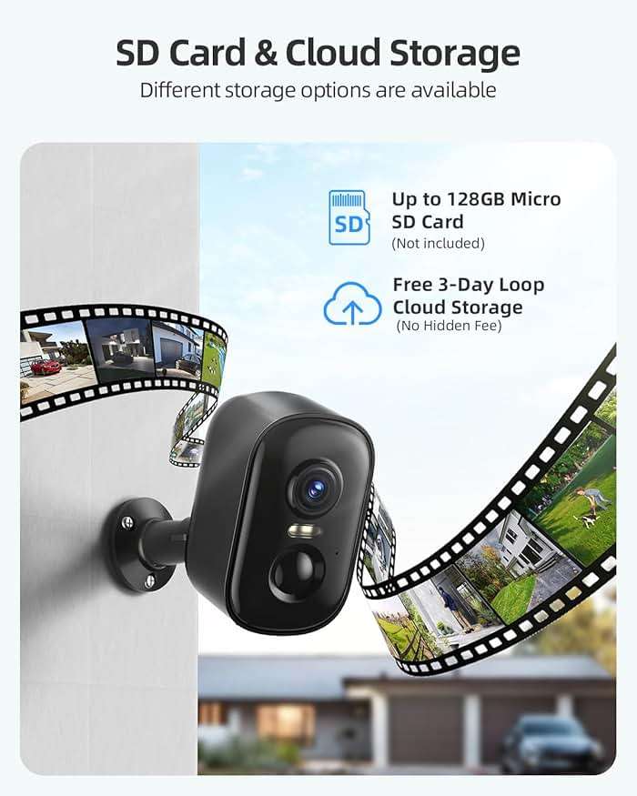 2K Security Cameras Wireless Outdoor, 2 Pack Battery Powered WiFi Cameras for Home Security with AI Motion Detection, Spotlight Color Night Vision, 2-Way Talk, Siren Alarm, IP65, Cloud/SD Storage - Image 7