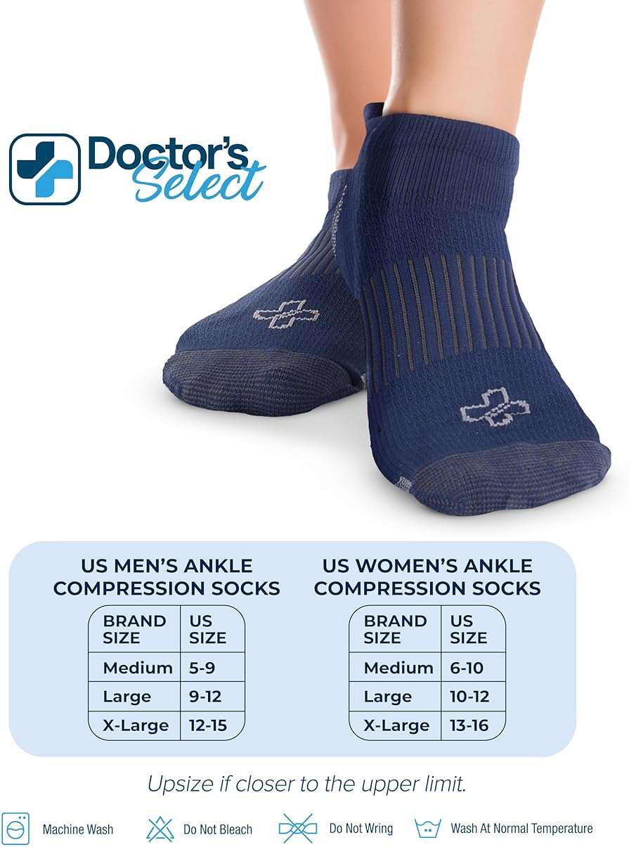 Doctor's Select Copper Ankle Compression Socks for Women and Men - 4 Pairs | Athletic Running Plantar Fasciitis Socks - Image 2