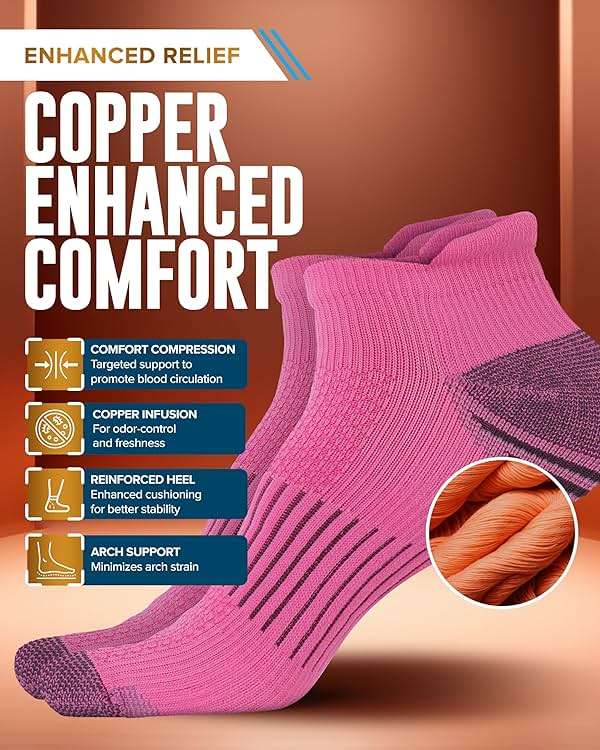 Doctor's Select Copper Ankle Compression Socks for Women and Men - 4 Pairs | Athletic Running Plantar Fasciitis Socks - Image 3