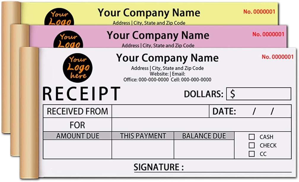 Custom Invoice Book in 3-Part /2-Part Receipt Book with Carbon Copies Personalized Carbonless Service Invoice Form Books Sales Order Book with Company Name Logo Address,H3-Receipt Book - Image 1