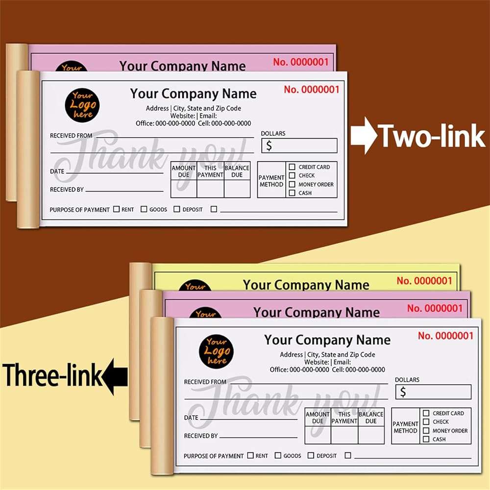 Custom Invoice Book in 3-Part /2-Part Receipt Book with Carbon Copies Personalized Carbonless Service Invoice Form Books Sales Order Book with Company Name Logo Address,H3-Receipt Book - Image 2