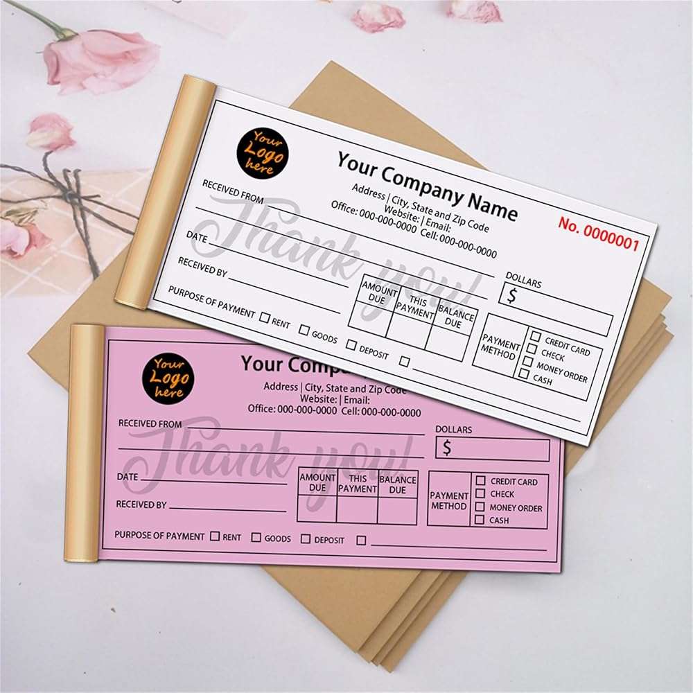Custom Invoice Book in 3-Part /2-Part Receipt Book with Carbon Copies Personalized Carbonless Service Invoice Form Books Sales Order Book with Company Name Logo Address,H3-Receipt Book - Image 3