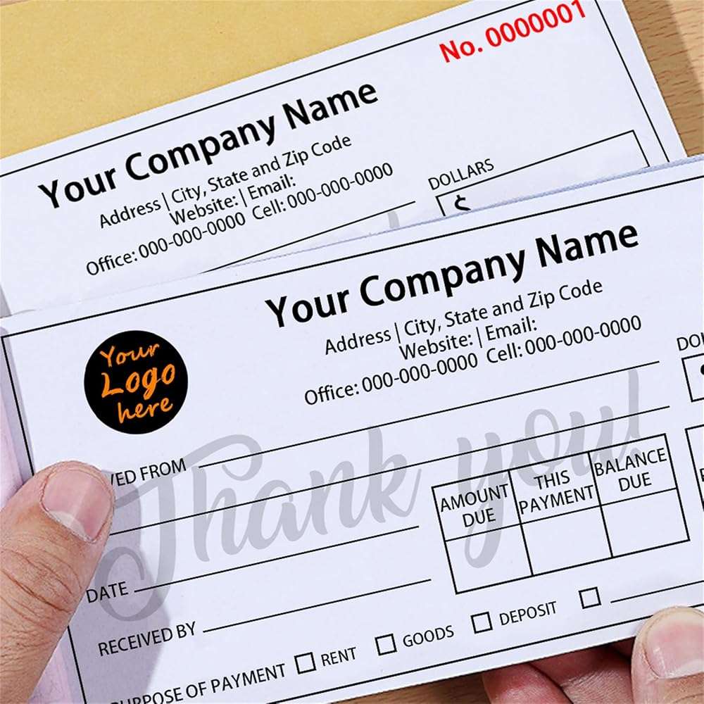 Custom Invoice Book in 3-Part /2-Part Receipt Book with Carbon Copies Personalized Carbonless Service Invoice Form Books Sales Order Book with Company Name Logo Address,H3-Receipt Book - Image 6