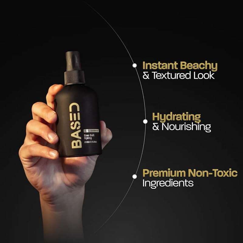 BASED Sea Salt Spray, Natural Finish Sea Salt Spray for Hair, Volume & Texture, Infused with Kelp & Vitamin B5, Light & Non-Greasy, Paraben Free, No Drying Alcohols, 8.5 oz (Pack of 1) - Image 3