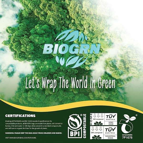 10-13 Gallon Compostable Trash Bags Drawstring 30 Bags Heavy Duty Extra Thick 1 Mil 49.21 Liter Biodegradable Trash Bags Compost Bags Green for Kitchen ASTM D6400 US BPI and OK Compost Home Certified - Image 5