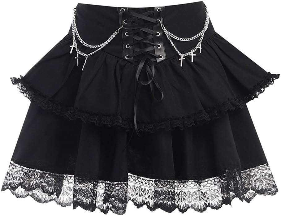Twfsgirl Gothic Skirts for Women Punk Rave Y2k Emo Fairy Grunge Goth Steampunk - Image 1