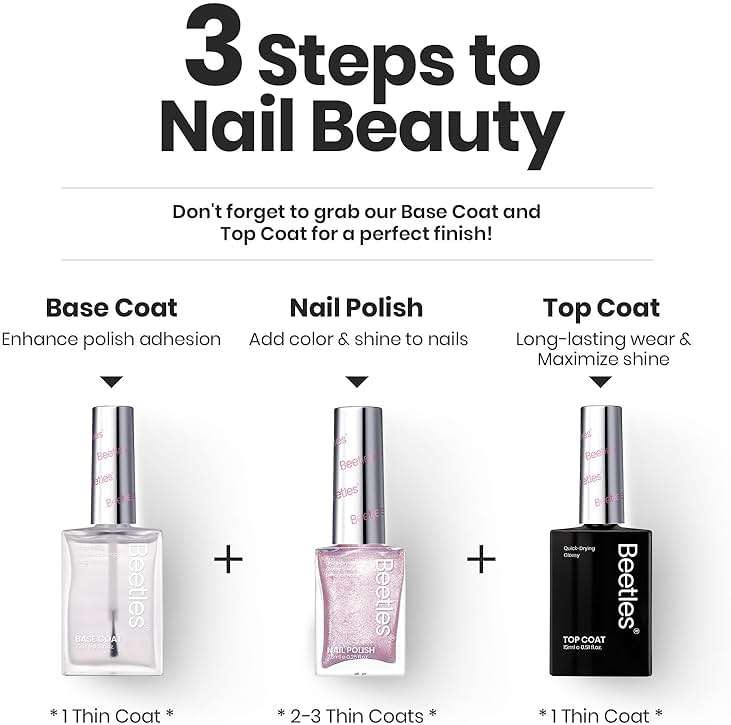 Beetles Pink Nail Polish Set, 6 Colors Glitter Quick Dry Nail Polish Kit Sly Moonlit Fairy Fingernail Polish Gifts for Women Salon DIY Spring Nails - Image 7