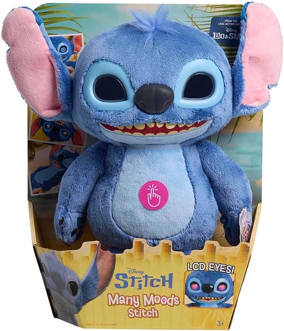 Disney Stitch Many Moods 14-inch Interactive Plush, 50+ Sounds & Phrases, LCD Eyes, Inspired by Disney's new Live-Action Lilo & Stitch Movie, Toy for Fans, Girls, Boys, Kids 3+ by Just Play - Image 8