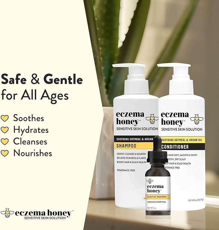 ECZEMA HONEY Scalp Kit - Natural Anti Dandruff Shampoo, Conditioner, & Scalp Oil for Flakes - Argan Oil & Tea Tree Oil for Hair - Eczema Treatment Helps Psoriasis, Seborrheic Dermatitis, & More - Image 3