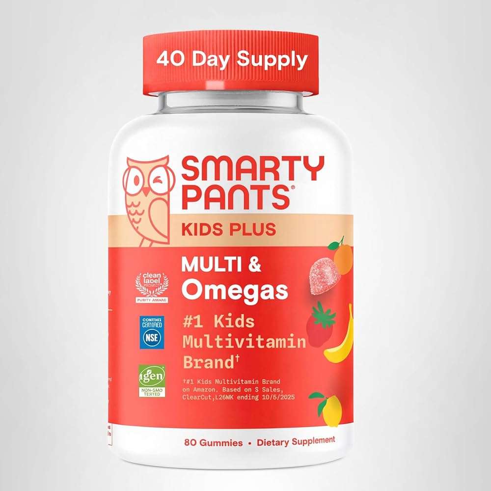 SmartyPants Kids Multivitamin Gummies with Omega 3 DHA/EPA, Vitamins D3, C, B12, B6, A, K, and Zinc, Gluten Free, Clean Label, Three Fruit Flavors, 60 Gummies (30 Day Supply) - Image 12
