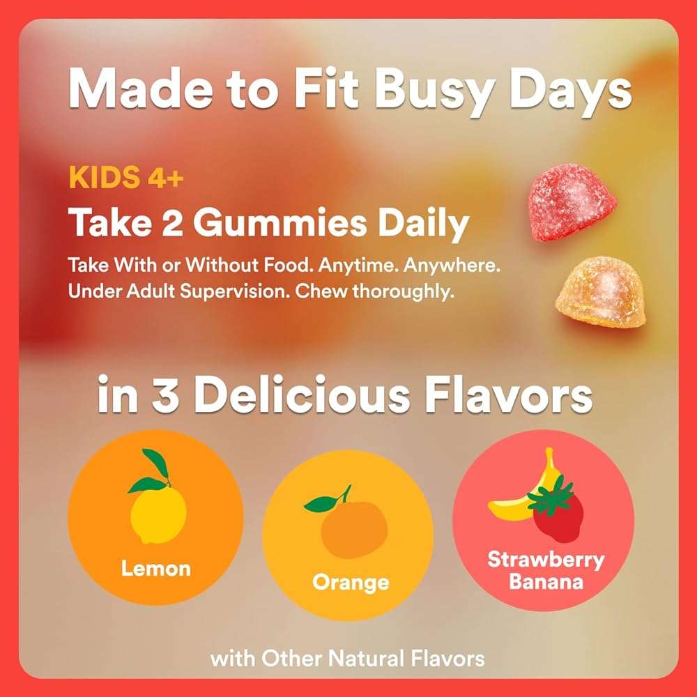SmartyPants Kids Multivitamin Gummies with Omega 3 DHA/EPA, Vitamins D3, C, B12, B6, A, K, and Zinc, Gluten Free, Clean Label, Three Fruit Flavors, 60 Gummies (30 Day Supply) - Image 6