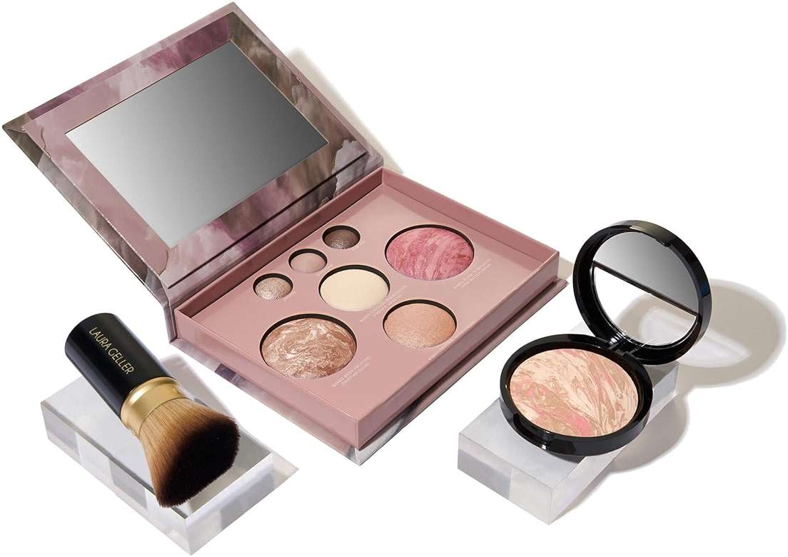 LAURA GELLER NEW YORK Baked Starter Kit: Porcelain - Best of the Best Full Face Palette + Baked Balance-n-Brighten Powder Foundation + Retractable Angled Kabuki Brush Set - Image 1