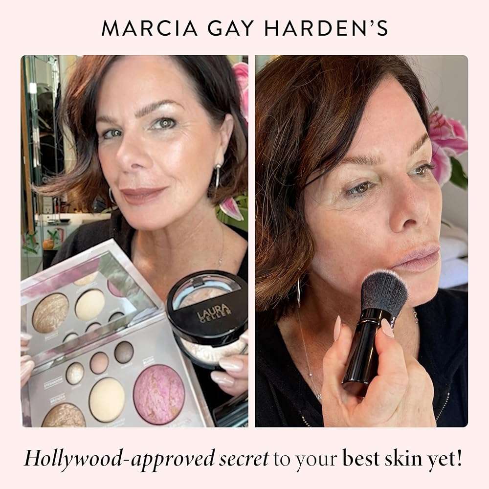 LAURA GELLER NEW YORK Baked Starter Kit: Porcelain - Best of the Best Full Face Palette + Baked Balance-n-Brighten Powder Foundation + Retractable Angled Kabuki Brush Set - Image 3