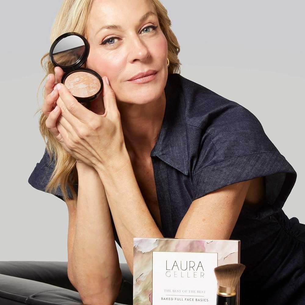 LAURA GELLER NEW YORK Baked Starter Kit: Porcelain - Best of the Best Full Face Palette + Baked Balance-n-Brighten Powder Foundation + Retractable Angled Kabuki Brush Set - Image 5