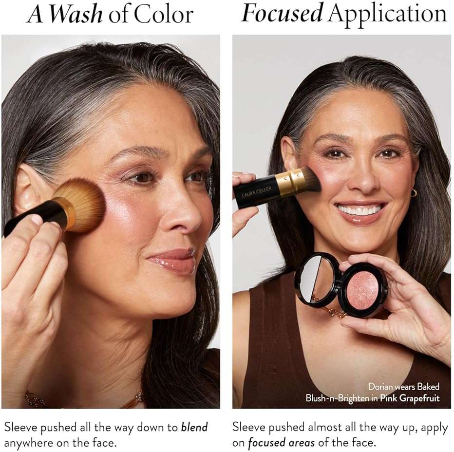 LAURA GELLER NEW YORK Baked Starter Kit: Porcelain - Best of the Best Full Face Palette + Baked Balance-n-Brighten Powder Foundation + Retractable Angled Kabuki Brush Set - Image 8