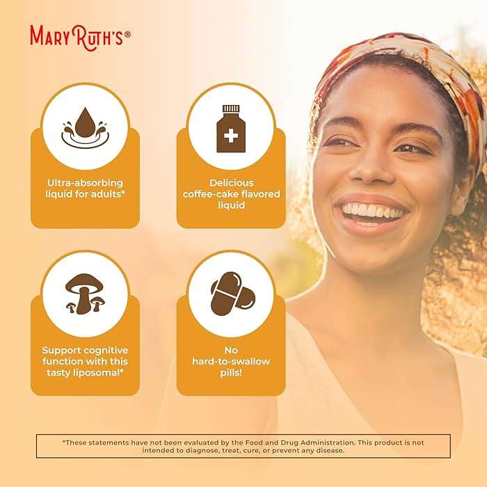 Organic Lions Mane Supplement by MaryRuth's | Ultra Absorption Liposomal | Full Spectrum Lion's Mane Mushroom | 200mg Beta-Glucans Per Serving | USDA Organic | Vegan | 7.6 oz | 15 Servings - Image 6