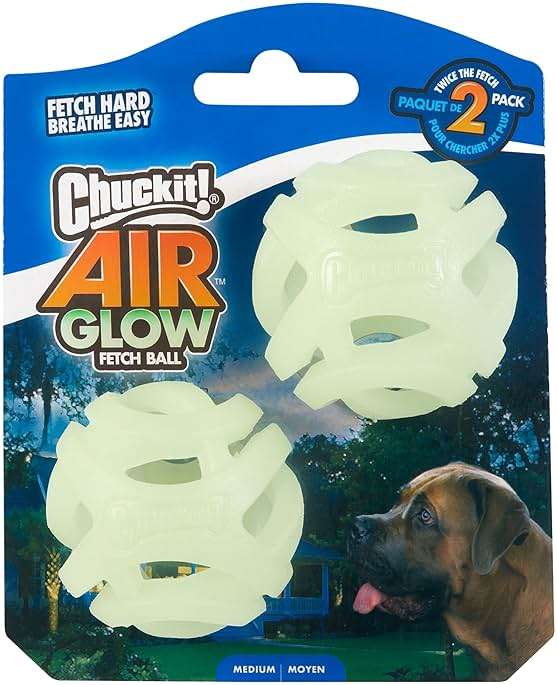 Chuckit! Air Glow Fetch Ball Dog Toy, Medium (2.5 Inch) Pack of 2, for Breeds 20-60 lbs - Image 2