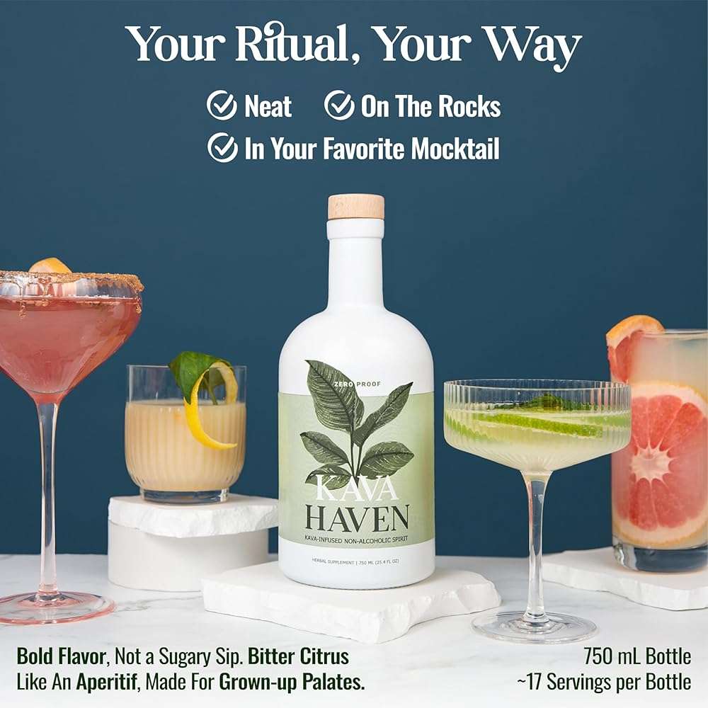 Kava Haven Non Alcoholic Spirit, 750mL Bottle | Kava Kava Drink | Non Alcohol Alternative Spirit for Mixed Drink Recipes | Low Calorie | All Natural | - Lemon Ginger Flavor (17 Servings) - Image 6